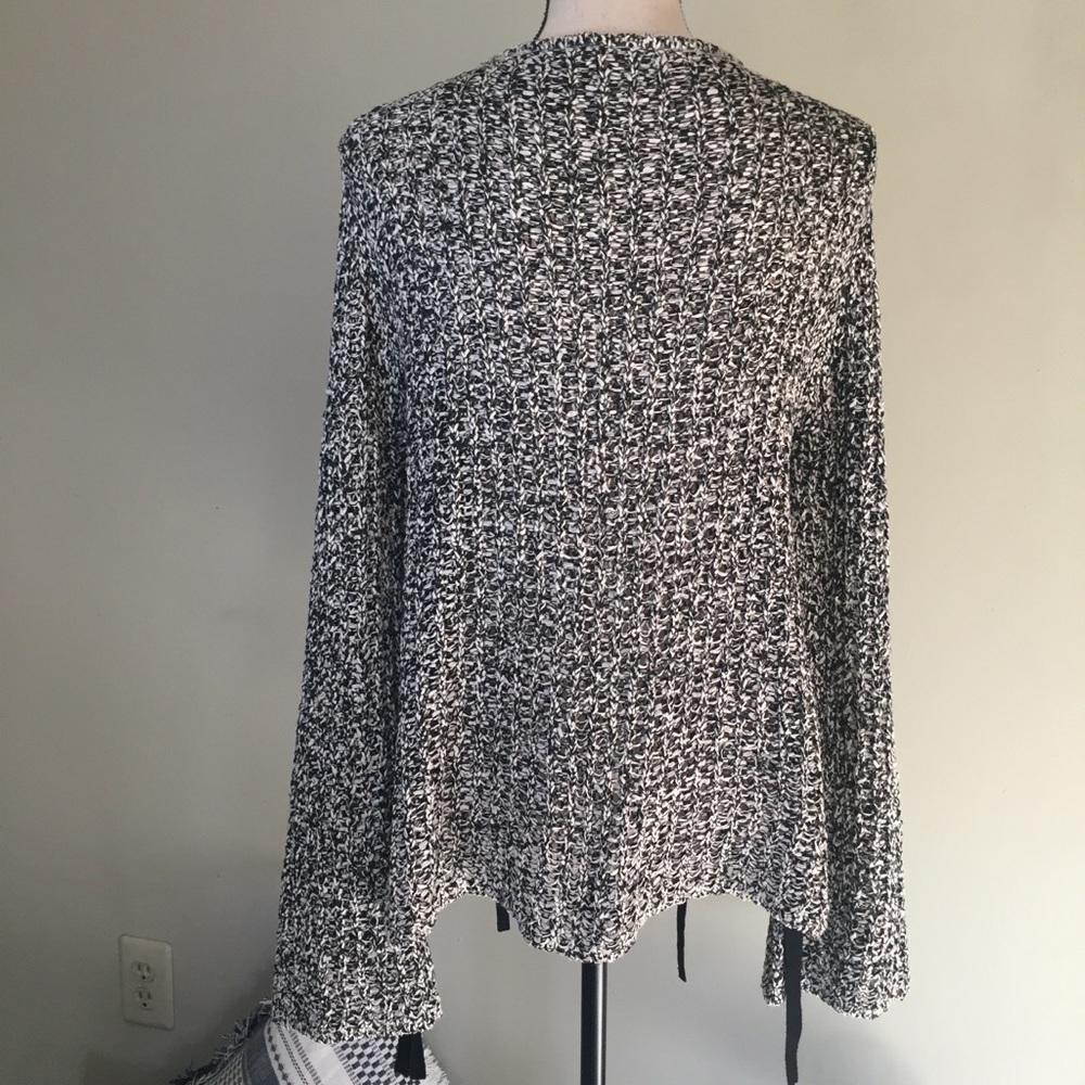 Pam & Gela Lace Up Open Knit Pullover Sweater, L - Picture 5 of 9